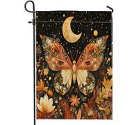 Bandiere da giardino con farfalle autunnali e foglie d'acero, 30,5 x 45,7 cm, double face, per esterni, decorazione per esterni, per l'autunno, per la casa, in tela, divertente, retrò, piccola