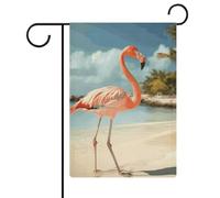 Bandiere da giardino con fenicottero da spiaggia, 30,5 x 45,7 cm, double face, bandiera estiva da giardino, decorazioni stagionali per le vacanze