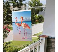 Bandiere da giardino con fenicottero sulla spiaggia, 0,6 x 0,9 m, per interni ed esterni, primavera, estate, autunno, inverno, da giardino, con occhiello, verticale, su entrambi i lati, per