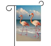 Bandiere da giardino con fenicottero sulla spiaggia, 30,5 x 45,7 cm, doppia faccia, bandiera estiva, bandiera floreale di benvenuto da giardino, decorazioni stagionali per le vacanze