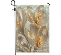 Bandiere da giardino con fiori di croco di zafferano primaverile, 30,5 x 45,7 cm, double face, decorative esterne, stile 3D, motivo floreale di lusso, bandiera per casa da cortile, piccola bandiera