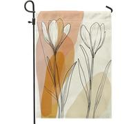 Bandiere da giardino con fiori di croco di zafferano primaverile, 30,5 x 45,7 cm, double face, per decorazione esterna, bandiera retrò di metà secolo, bandiera in tela per cortile e giardino