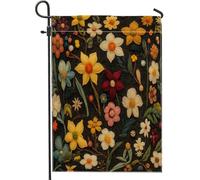 Bandiere da giardino con fiori di narciso primaverile, 30,5 x 45,7 cm, double face, per esterni, decorazione per esterni, motivo floreale a tema a maglia, bandiera per casa, divertente bandiera