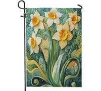 Bandiere da giardino con fiori di narciso primaverile, 30,5 x 45,7 cm, double face, stile trapuntato, stile floreale, bandiere verticali standard per la casa, bandiere per la casa, belle bandiere