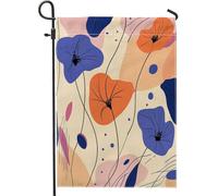 Bandiere da giardino con fiori di pervinca primaverile, 30,5 x 45,7 cm, double face, per decorazione esterna, bandiera retrò di metà secolo in tela, divertente e stravagante bandiera da giardino per