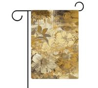 Bandiere da giardino con fiori dorati e beige, 30,5 x 45,7 cm, doppia faccia, bandiera estiva, bandiera floreale di benvenuto da giardino, decorazioni stagionali per le vacanze