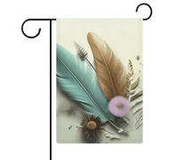 Bandiere da giardino con fiori e piume, 30,5 x 45,7 cm, doppia faccia, bandiera estiva da cortile, bandiere floreali da giardino, decorazioni stagionali per le vacanze