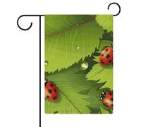 Bandiere da giardino con foglie e coccinelle, 30,5 x 45,7 cm, doppia faccia, bandiera estiva da cortile, bandiere floreali da giardino, decorazioni stagionali per le vacanze