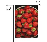 Bandiere da giardino con fragole in ciotola, 30,5 x 45,7 cm, doppia faccia, bandiera estiva, bandiera floreale di benvenuto da giardino, decorazioni stagionali per le vacanze