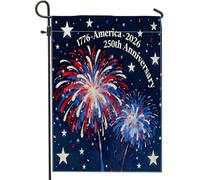 Bandiere da giardino con fuochi d'artificio per il 4 luglio Independence Day 30,5 x 45,7 cm double face per decorazione esterna, bandiera per il 250° anniversario americano in tela per casa, bella