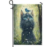 Bandiere da giardino con gatti blu russi primaverili, 30,5 x 45,7 cm, double face, per esterni, graziose bandiere verticali per la casa, in iuta per animali domestici, decorazione per esterni