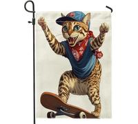 Bandiere da giardino con gatti del Bengala, 30,5 x 45,7 cm, double face, per esterni, skateboard, sport, gattino, bandierine standard per esterni, in tela, decorazione divertente per animali domestici