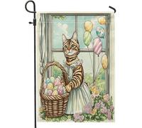 Bandiere da giardino con gatti del Bengala primaverile, 30,5 x 45,7 cm, double face, per esterni, con gattini Victoria Country standard verticali in tela, bandiere per casa, fattoria, cortile, cortile