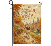 Bandiere da giardino con gatti Fall Devon Rexs, 30,5 x 45,7 cm, per esterni, con motivo a foglie di campagna per le vacanze, bandiere per la casa in lino standard, per cortile, cortile, cortile, prato