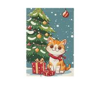 Bandiere da giardino con gattino sotto l'albero di Natale su entrambi i lati stagionali all'aperto piccola decorazione striscioni in iuta decorazione per portico casa colonica 71 x 101 cm