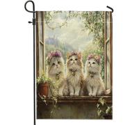 Bandiere da giardino con gatto persiano primaverile, 30,5 x 45,7 cm, double face, per esterni, piante in vaso per gattini, bandiere verticali standard per la casa, divertenti bandiere per animali
