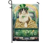 Bandiere da giardino con gatto Ragdoll per il giorno di San Patrizio, 30 x 45 cm, double face per esterni, bandiere per esterni in tela standard, decorazione per esterni in tela, arcobaleno per
