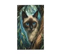 Bandiere da giardino con gatto siamese sotto un salice, striscione di auguri per le festività natalizie, con occhielli, per interni ed esterni, decorazioni per la casa