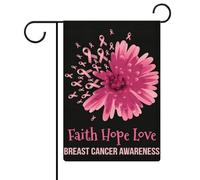 Bandiere da giardino con girasoli e nastro rosa per la sensibilizzazione contro il cancro al seno, bandiere bifacciali per le feste, decorazioni per esterni, 12,6 x 18,5 pollici