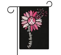 Bandiere da giardino con girasoli, fede, speranza e amore, per la sensibilizzazione sul cancro al seno, bandiere bifacciali per le festività, per decorazioni da esterno, 12,6 x 18,5 pollici