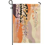 Bandiere da giardino con glicine della metà del secolo 30,5 x 45,7 cm, double face, decorazione esterna, motivo floreale retrò Funky Groovy, bandiera per casa da cortile, piccola bandiera bohémien per