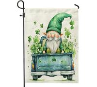 Bandiere da giardino con gnomo di San Patrizio, 30,5 x 45,7 cm, double face, per decorazione esterna, bandiera in tela per camion, leprechaun trifoglio, bandiera in tela, divertente festa all'aperto