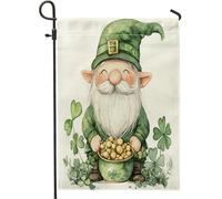 Bandiere da giardino con gnomo di San Patrizio, 30,5 x 45,7 cm, double face per esterni, acquerello, leprechaun trifoglio, bandiere verticali standard per la casa, divertenti bandiere per la casa