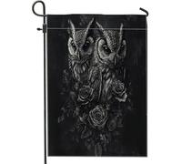 Bandiere da giardino con gufo gotico horror di Halloween, 30,5 x 45,7 cm, double face, decorazione esterna, vintage, gotico, spaventoso, bandiera per casa, raccapricciante piccola bandiera da giardino