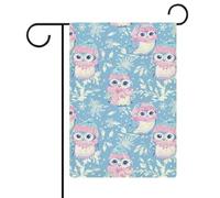 Bandiere da giardino con gufo invernale che indossa una sciarpa e un cappello, bandiere bifacciali per le feste, decorazioni per esterni, 12,6 x 18,5 pollici