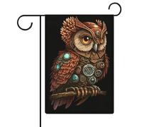 Bandiere da giardino con gufo steampunk, bandiere bifacciali per le feste, decorazioni per esterni, 12,6 x 18,5 pollici