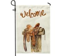 Bandiere da giardino con imbracatura da cowboy occidentale, 30,5 x 45,7 cm, double face, per esterni, stile vintage sud-ovest standard, bandiere per casa verticali in tela, divertenti bandiere per