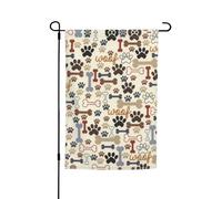 Bandiere da giardino con impronte di ossa di cane da 30,5 x 45,7 cm, double face, decorazione stagionale per la casa e per tutte le stagioni