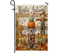 Bandiere da giardino con koala autunnale, 30,5 x 45,7 cm, double face, per esterni, rustica, autunnale, rustica, per la casa, in tela, spaventapasseri, per esterni, piccolo cortile
