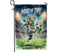 Bandiere da giardino con koala da calcio, 30,5 x 45,7 cm, per esterni, motivo campo da calcio ad acquerello, bandiere standard in lino per casa, cortile, cortile, prato, decorazione per esterni
