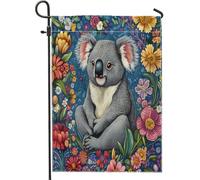Bandiere da giardino con koala primaverili, 30,5 x 45,7 cm, per esterni, pittura a olio, floreale, animali, standard, verticali, in lino, per casa, cortile, cortile, prato, decorazione per esterni