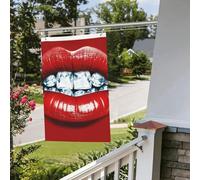 Bandiere da giardino con labbra rosse con diamante, 0,6 x 0,9 m, per interni ed esterni, primavera, estate, autunno, inverno, da giardino, con occhiello, verticale, double face, per decorazioni da