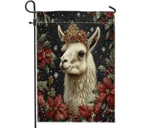 Bandiere da giardino con lama, 30,5 x 45,7 cm, double-face, per esterni, con animali di Natale e stella di Natale, bandierine per esterni, decorazione per esterni, per vacanze, fauna selvatica