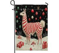 Bandiere da giardino con lama di Natale, 30,5 x 45,7 cm, double face, per decorazione esterna, divertente bandiera invernale in tela per cortile, fauna selvatica all'aperto piccola bandiera per prato