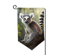 Bandiere da giardino con lemuri dalla coda ad anello verticale su entrambi i lati, 30 x 45 cm, bandiera stagionale per primavera estate decorazione per esterni