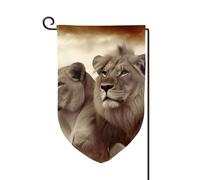 Bandiere da giardino con leone africano e leonessa, verticale su entrambi i lati, 30,5 x 45,7 cm, per primavera, estate, stagione, vacanze, cortile, decorazione da appendere all'aperto, taglia unica