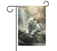 Bandiere da giardino con leone su roccia, 30,5 x 45,7 cm, doppia faccia, bandiera estiva da cortile, bandiere floreali da giardino di benvenuto, decorazioni stagionali per le vacanze