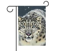 Bandiere da giardino con leopardo delle nevi dagli occhi azzurri, 30,5 x 45,7 cm, bandiera estiva, bandiera floreale, benvenuto, giardino, decorazioni stagionali per le vacanze