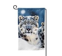 Bandiere da giardino con leopardo delle nevi dagli occhi azzurri bandiera verticale su entrambi i lati 30,5 x 45,7 cm primavera estate stagionale cortile bandiera decorazione da appendere all'aperto