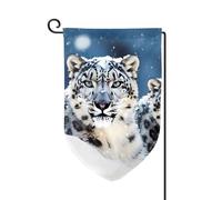 Bandiere da giardino con leopardo delle nevi dagli occhi azzurri bandiera verticale su entrambi i lati 30,5 x 45,7 cm primavera estate stagionale cortile bandiera decorazione da appendere all'aperto