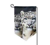 Bandiere da giardino con leopardo delle nevi dagli occhi azzurri bandiera verticale su entrambi i lati 30,5 x 45,7 cm bandiera stagionale primavera estate per vacanze fattoria cortile decorazione da