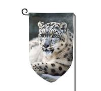 Bandiere da giardino con leopardo delle nevi verticale su entrambi i lati, 30,5 x 45,7 cm, bandiera stagionale primaverile estate per vacanze, fattoria, cortile, decorazione da appendere all'aperto
