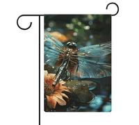 Bandiere da giardino con libellula che vola sullo stagno 30,5 x 45,7 cm, bandiera esterna su entrambi i lati, bandiera estiva da cortile floreale bandiere da giardino di benvenuto stagionali