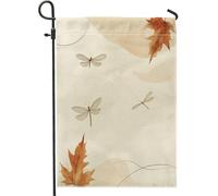 Bandiere da giardino con libellule autunnali della metà del secolo 30,5 x 45,7 cm, double face, per decorazione esterna, bandiera minimalista autunnale in tela per cortile, piccola bandiera da