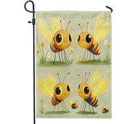 Bandiere da giardino con lucciole divertenti per bambini, 30 x 45 cm, per esterni, simpatiche bandiere verticali in lino per casa, arte anime, per cortile, cortile, prato, decorazione per esterni