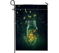 Bandiere da giardino con lucciole in barattolo, 30,5 x 45,7 cm, double face, per esterni, decorazione per esterni, scenografica, insetti, cortile, casa, tela, divertente, piccola bandiera da giardino